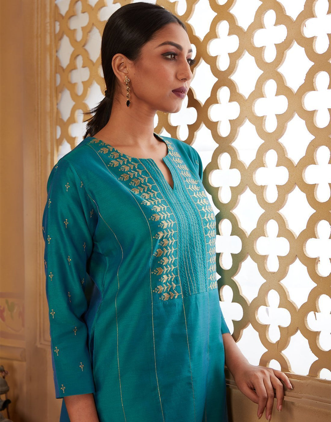 Cotton Chandheri Kurta with Plazzo