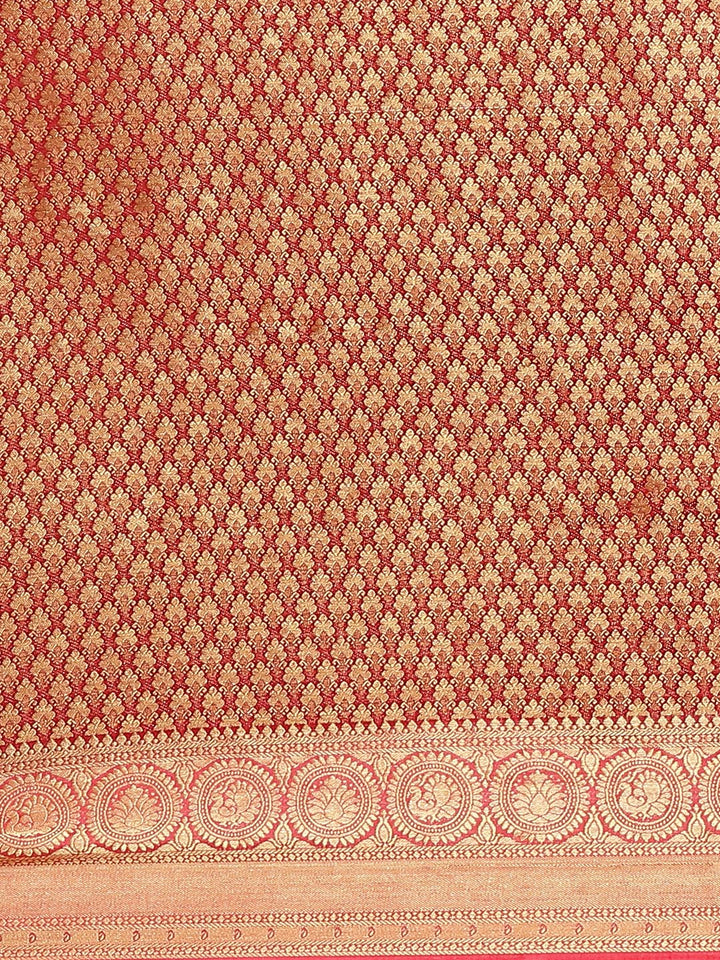 Brocade Zari Booti Art Handloom Woven Saree
