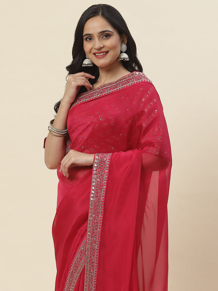 Embroidered Organza Saree