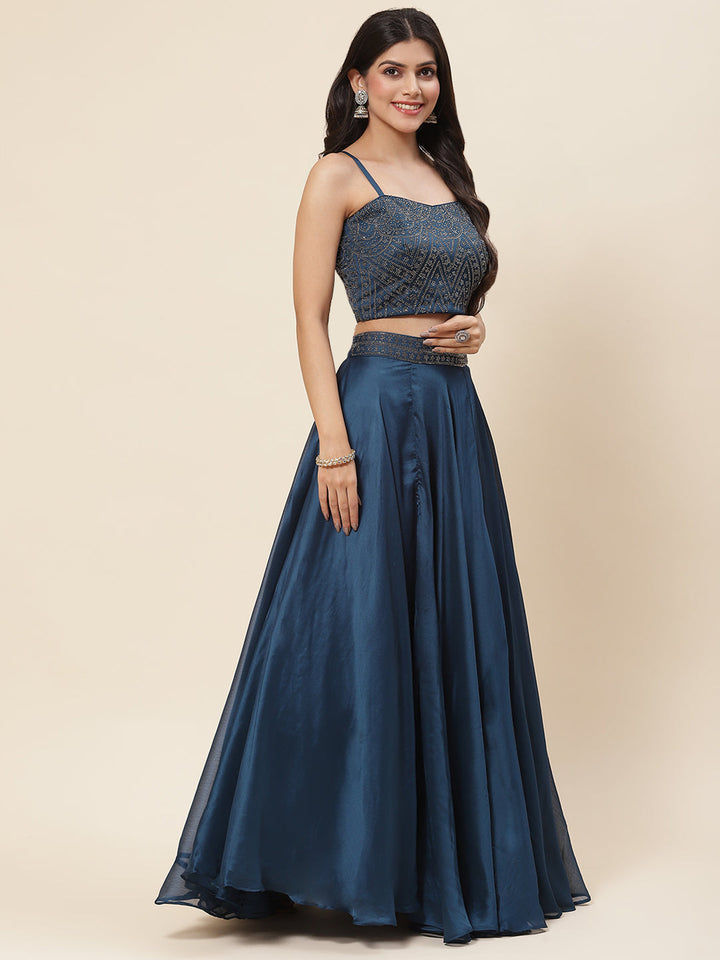 Swarovski Jaal Georgette Choli With Lehenga &amp; Cape Dupatta