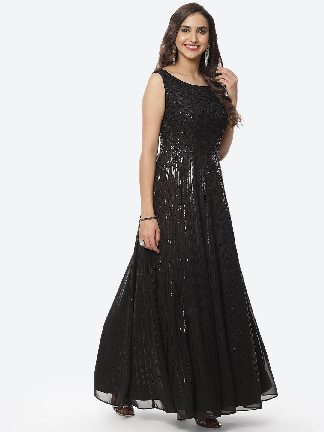 Sequin Georgette Long Dress