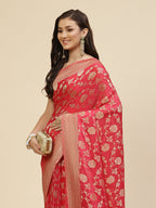 Floral Zari Jaal Georgette Woven Saree