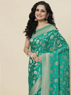 Floral Zari Jaal Georgette Plain Saree