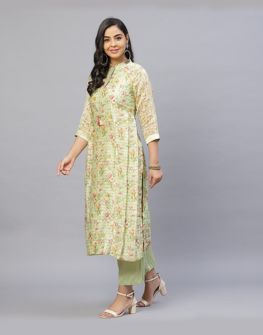 Chanderi Printed Kurti Pant Set
