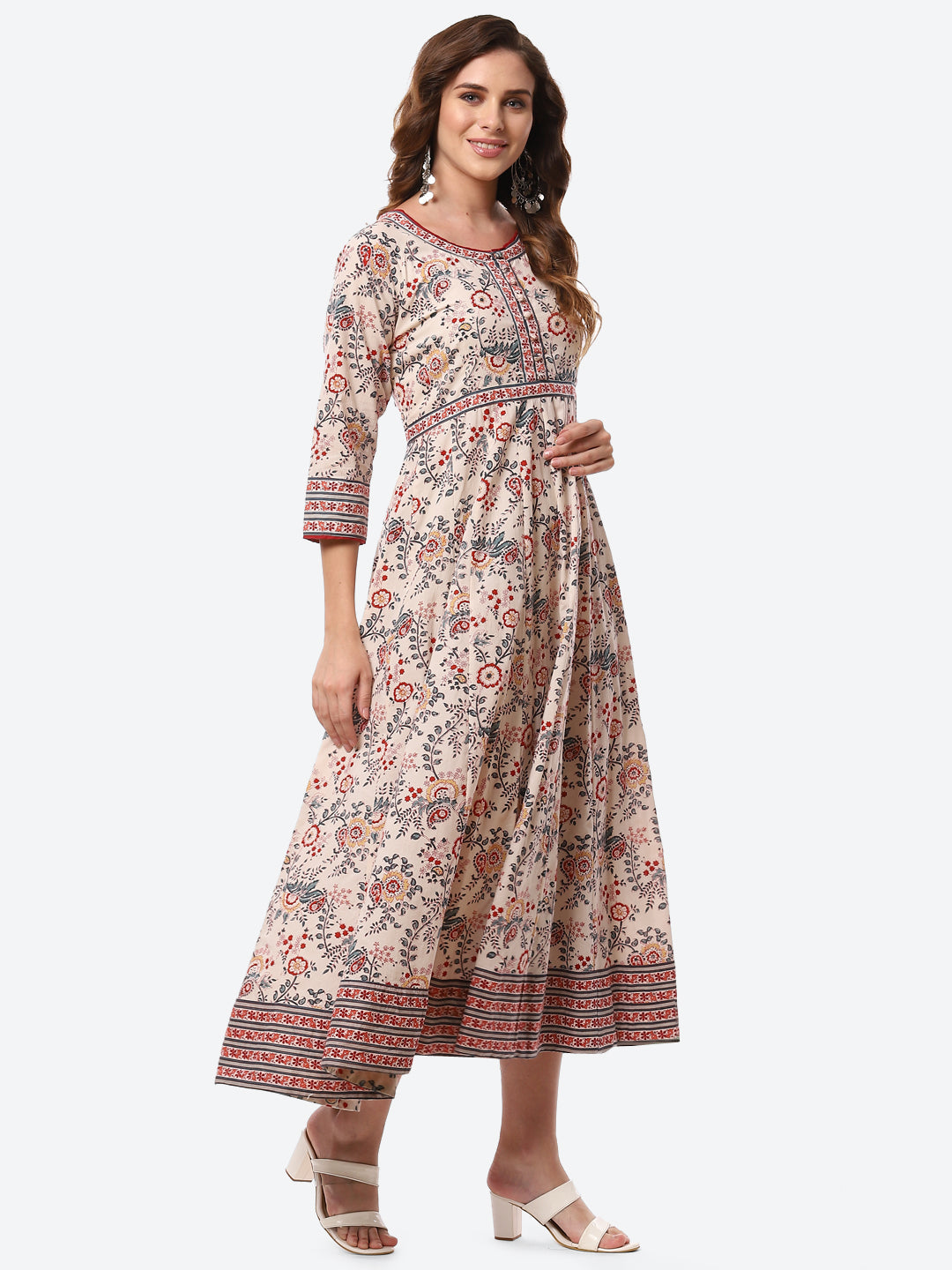 Floral Printed Cotton Anarkali Kurta