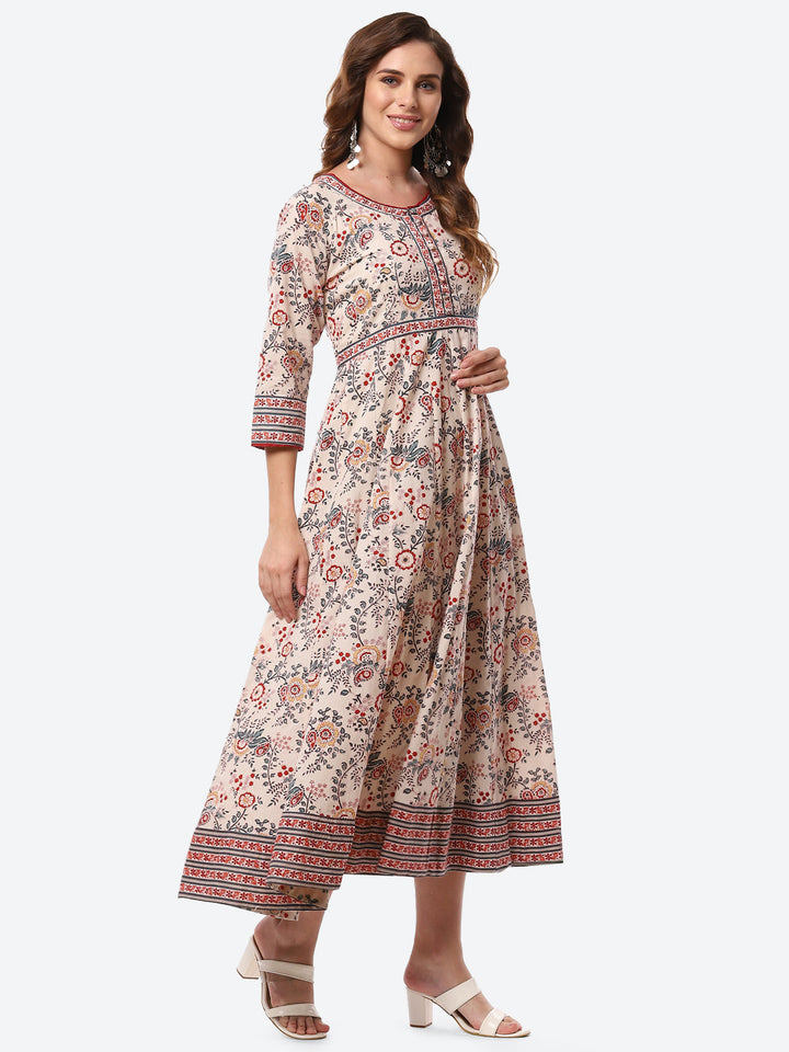 Floral Printed Cotton Anarkali Kurta