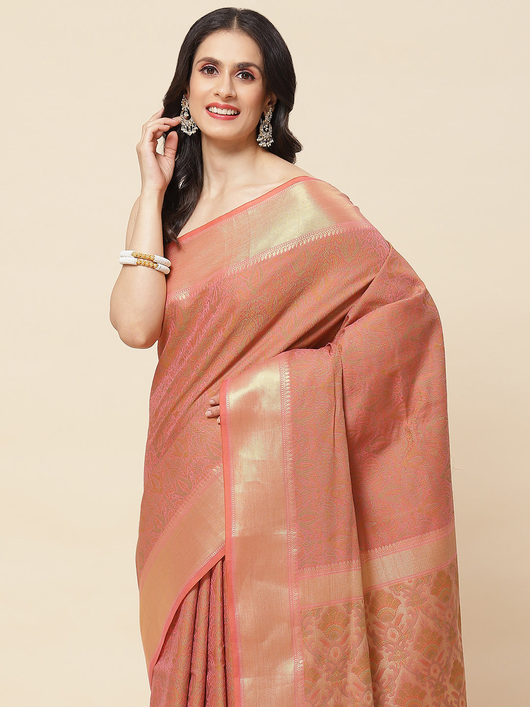 Resham Zari Booti Woven Cotton Saree