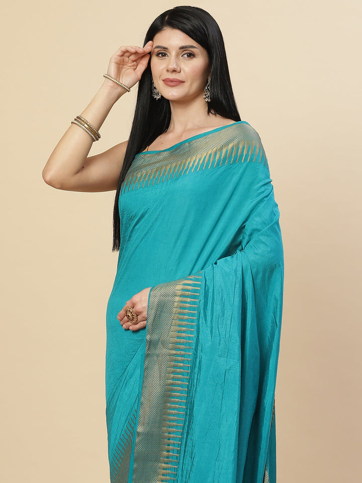 Plain Zari Border Handloom Woven Saree