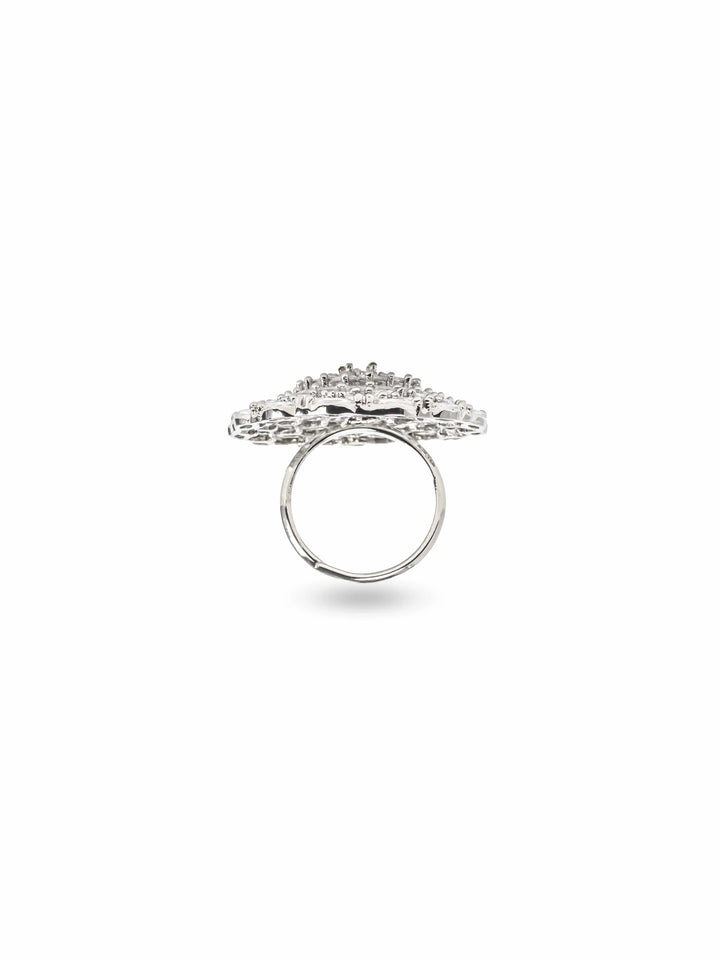 Silver Toned AD Stone Ring