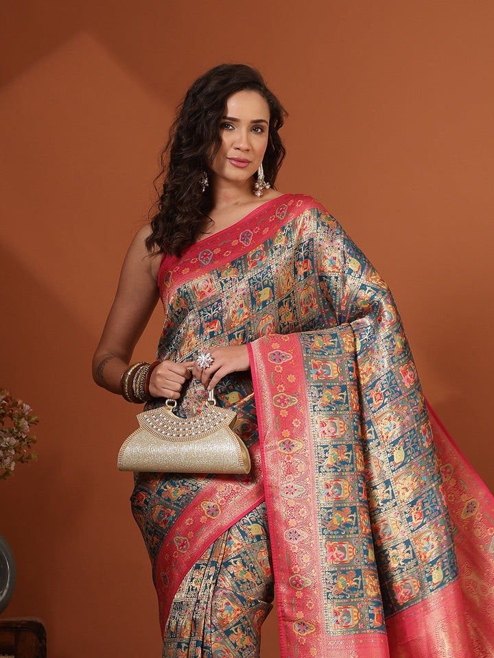 Woven Design Satin Saree