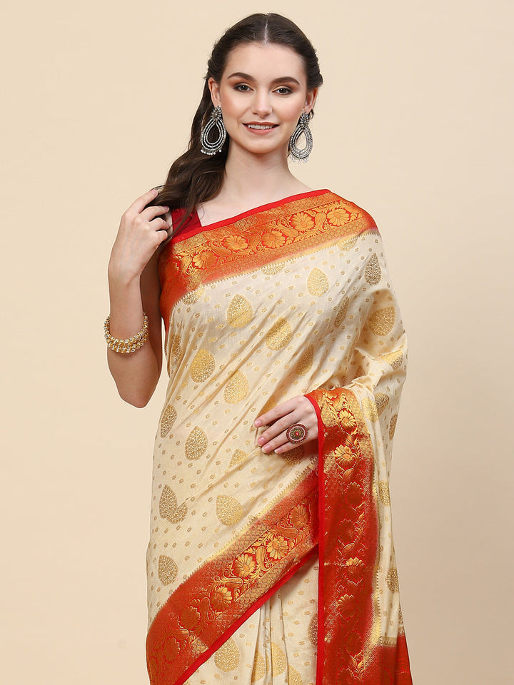 Zari Border Booti Handloom Woven Saree