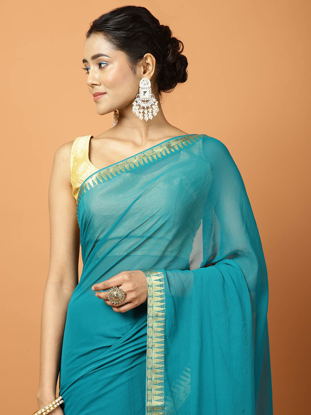Zari Border Chiffon Woven Saree