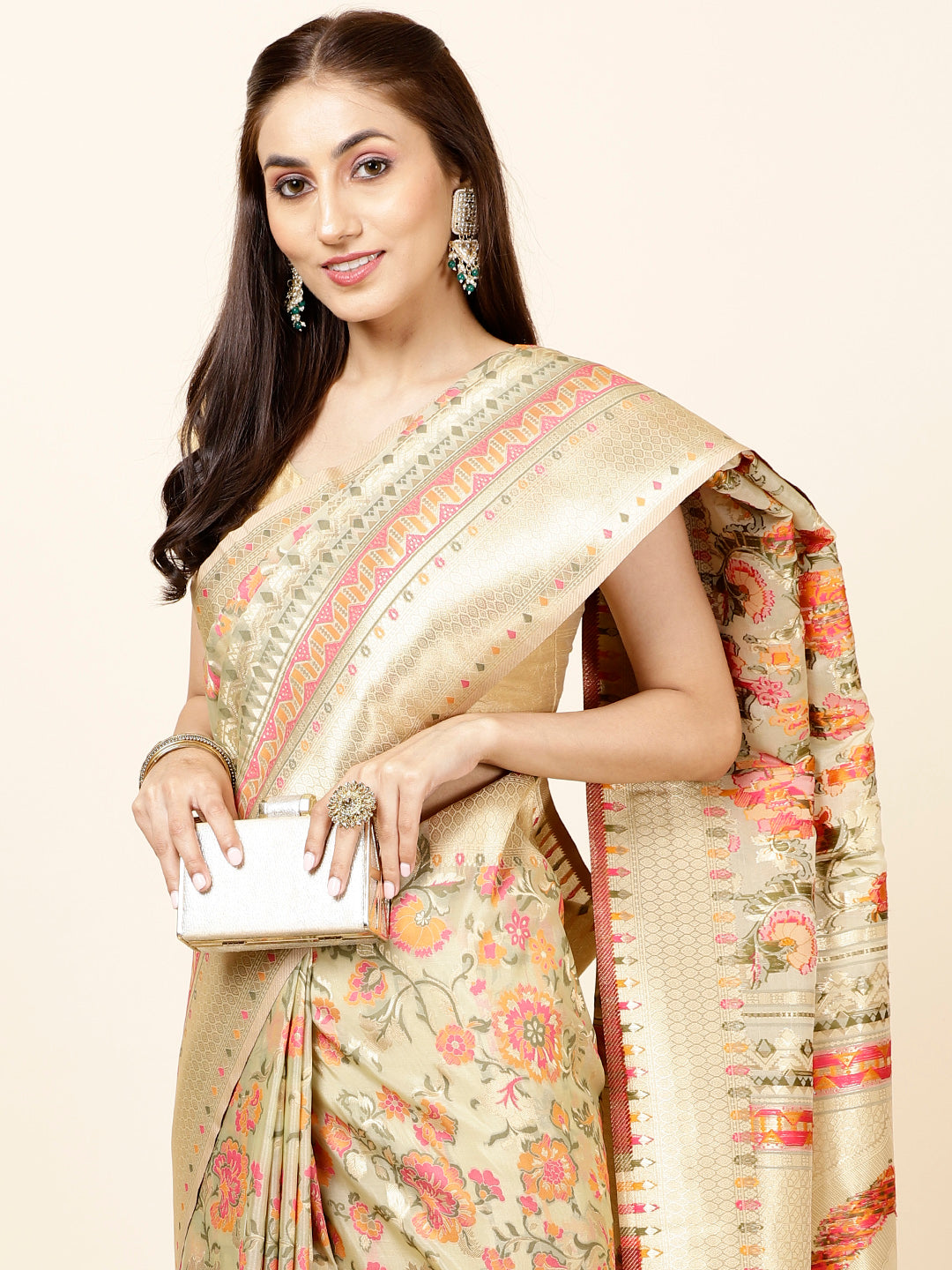 Resh Zari Border Woven Organza Saree