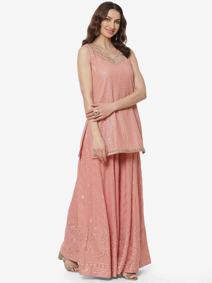 Resham Jaal Georgette Stitched Salwar Kameez With Net Dupatta