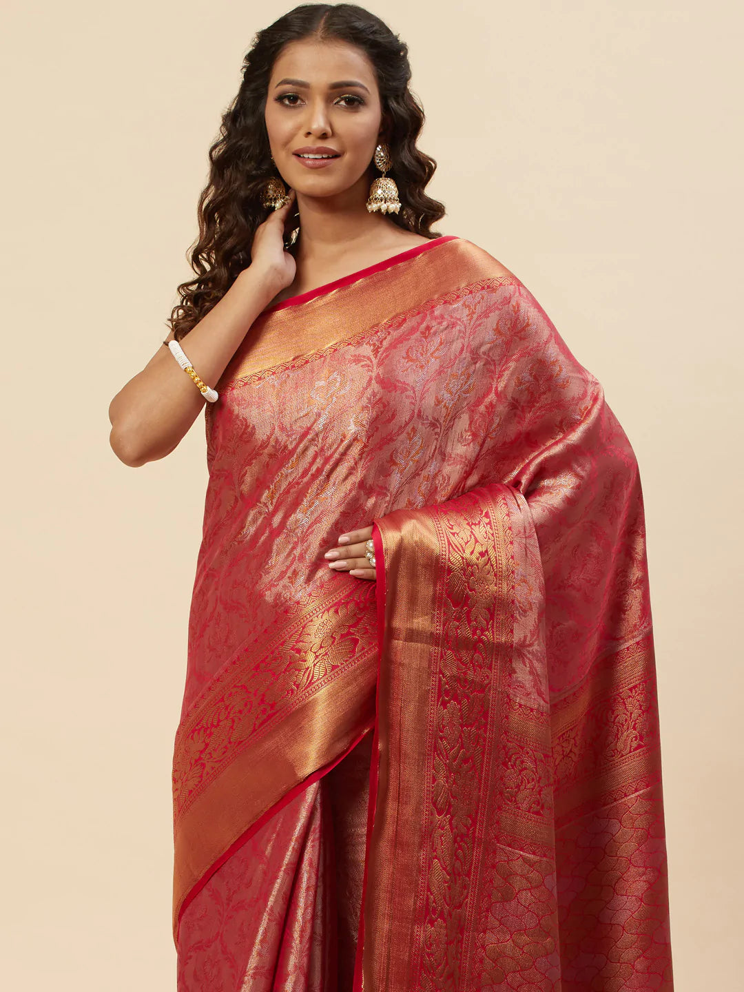 Brocade Zari Jaal Handloom Woven Saree