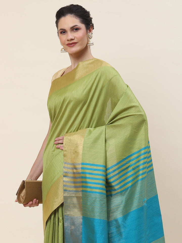 Plain Zari Border Woven Handloom Saree