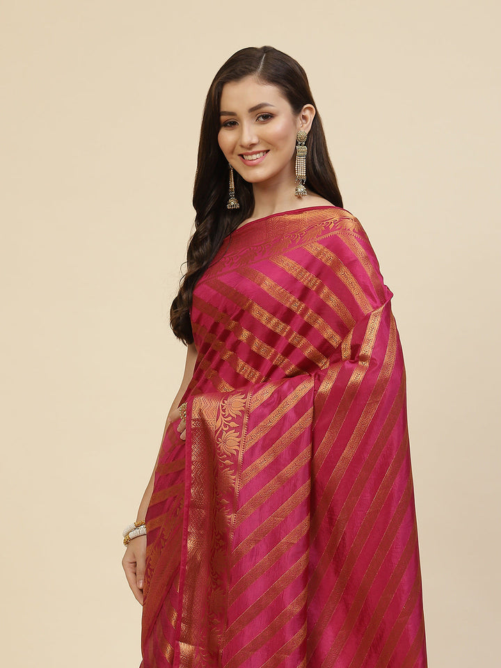 Zari Jaal Stripes Handloom Woven Saree