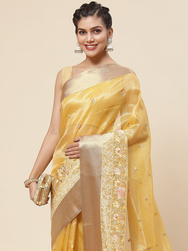 Resham Booti Embroidered Cotton Saree