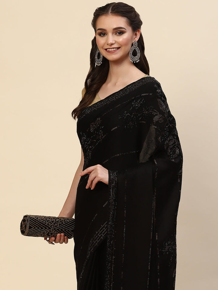 Swarovski Jaal Embroidered Satin Saree