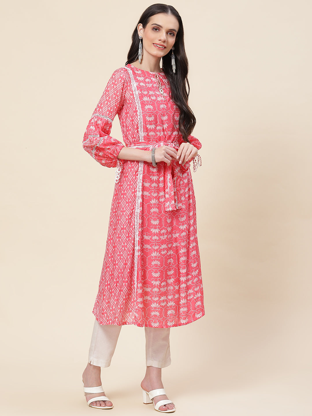 Floral Printed Muslin Kurta