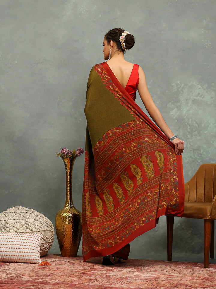Digital Printed Crepe Saree