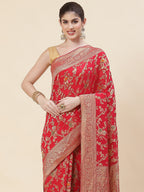 Floral Zari Jaal Georgette Plain Saree