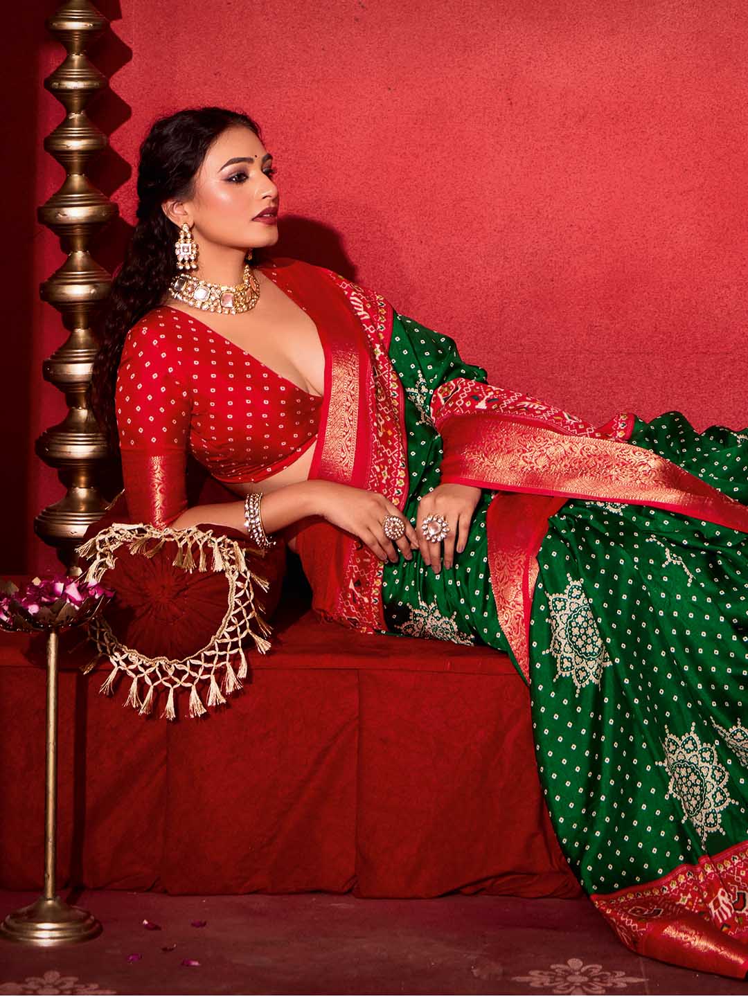 Bandhani Printed Art Silk Saree
