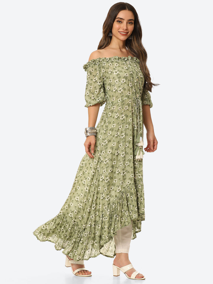 Floral Printed Muslin Kurta