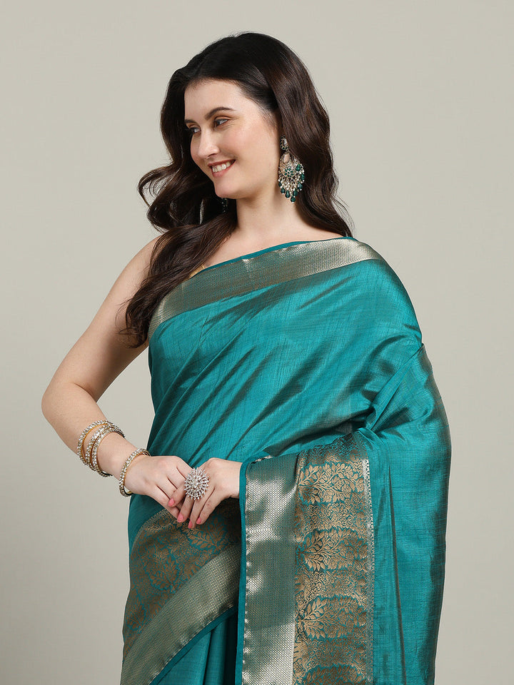 Zari Border Booti Art Silk Woven Saree