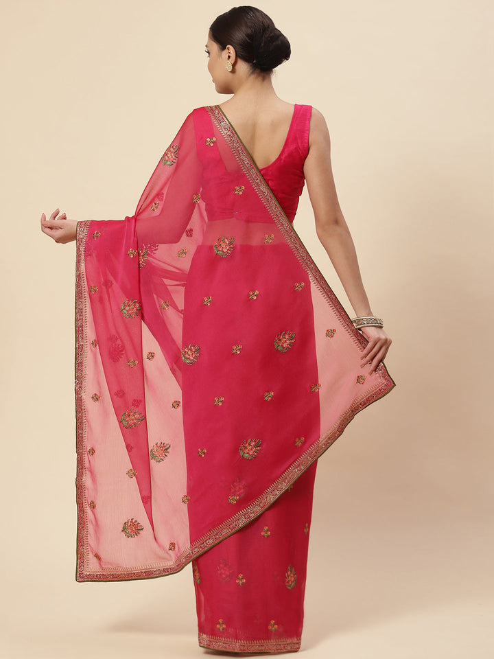 Resham Booti Embroidered Georgette Saree