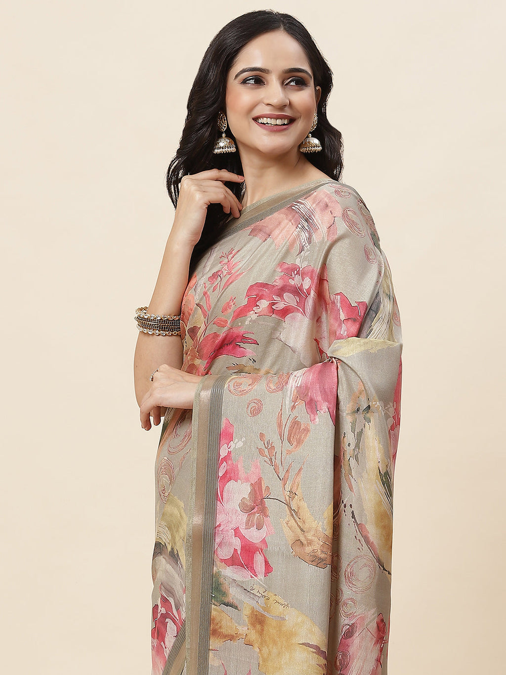 Digital Floral Printed Art Handloom Saree