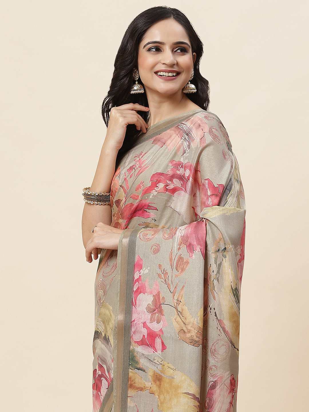 Digital Floral Printed Art Handloom Saree