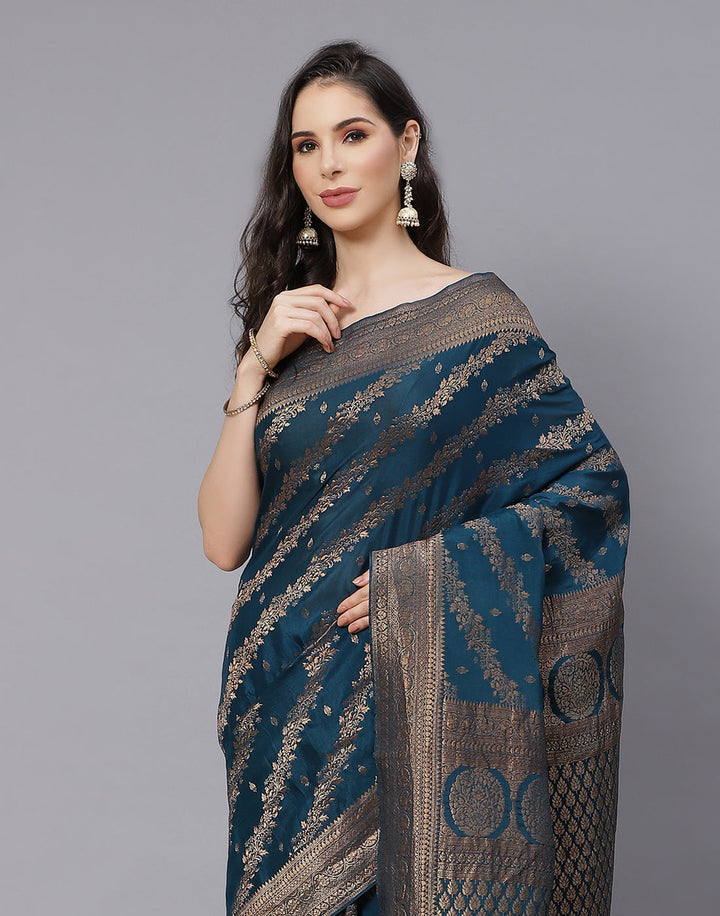 Beautiful Antique Zari Jaal Crepe Saree