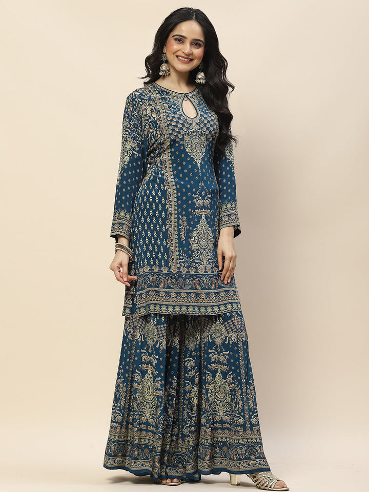 Digital Print Crepe Suit Set With Dupatta
