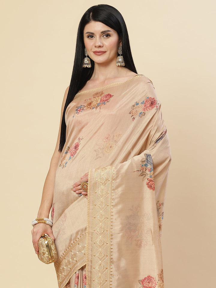 Digital Floral Printed Handloom Saree