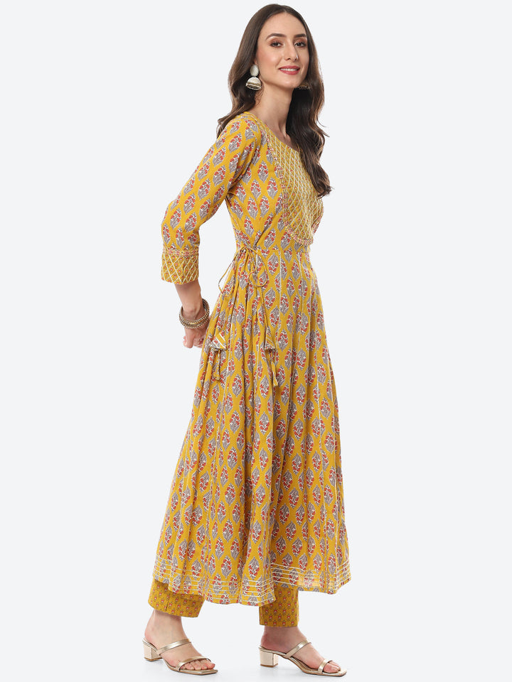 Gota Embroidered Printed Anarkali Kurta With Pant