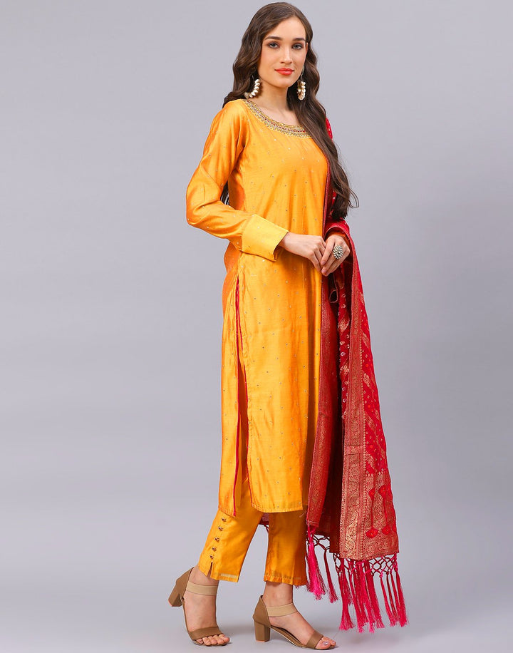Mustard Rani Salwar Kameez Stitched Suit
