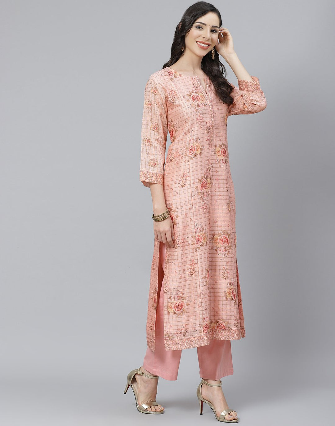 Chanderi Kurti with Straight Pant