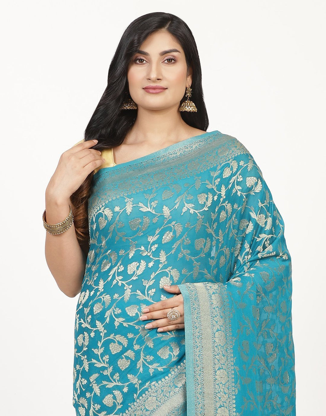 MBZ Meena Bazaar-Zari Jaal Art Georgette Saree