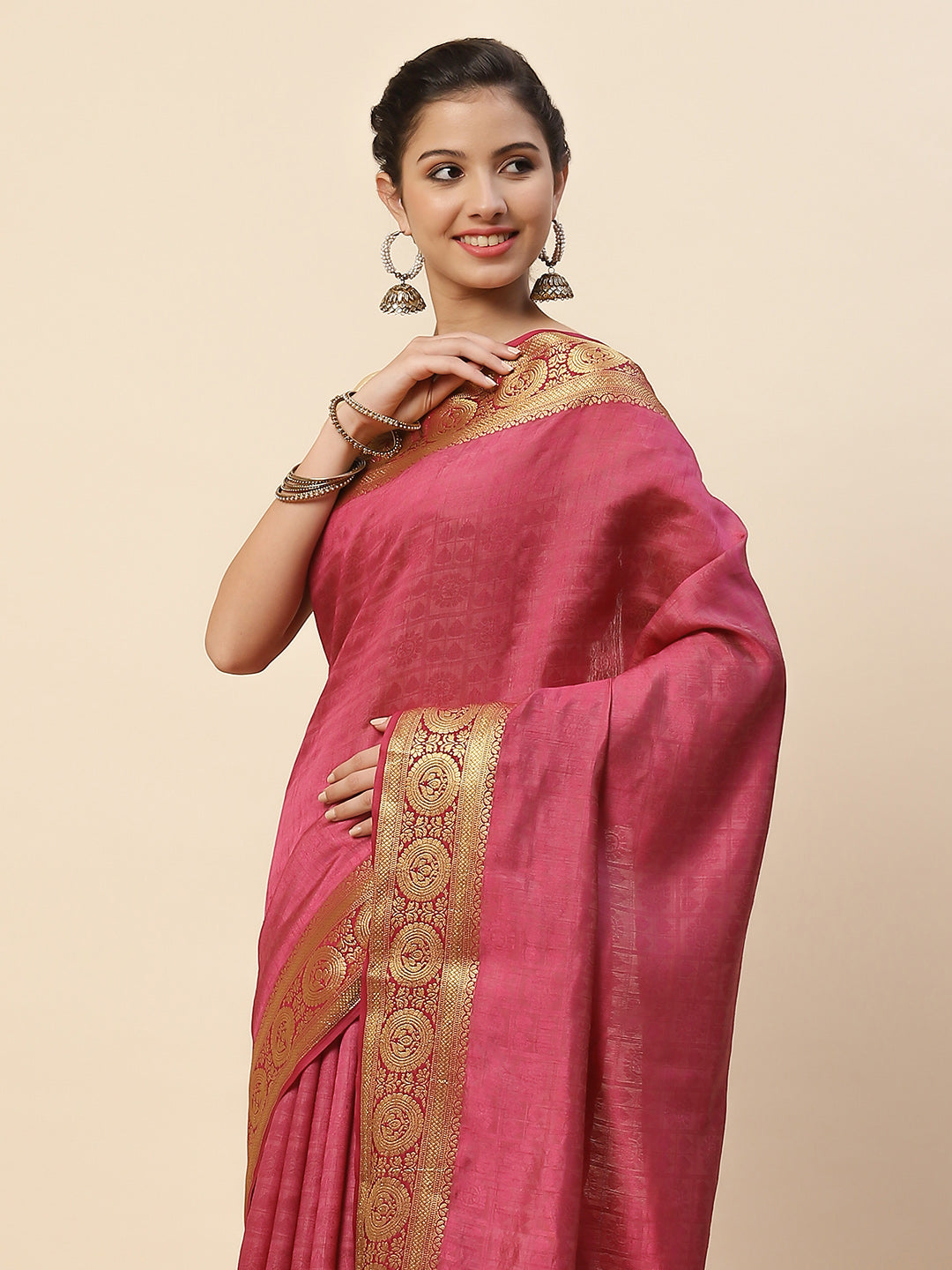Plain Zari Border Art Handloom Woven Saree