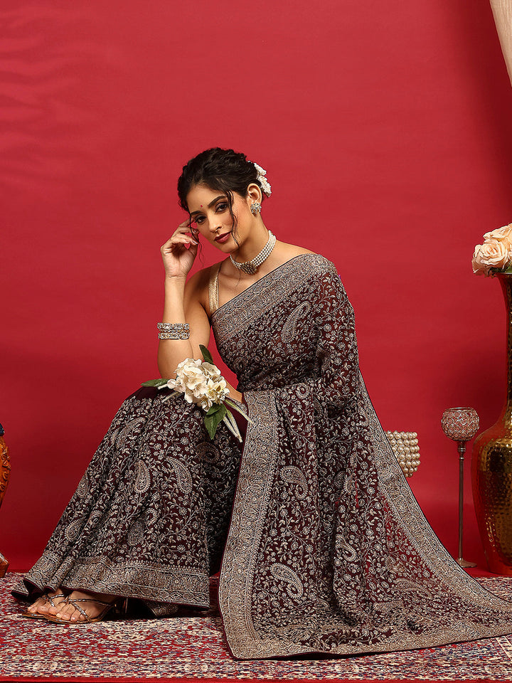 Embroidered Georgette Saree