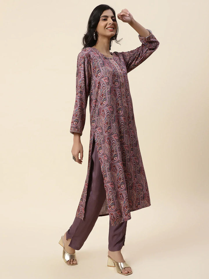Printed Pashmina Kurta With Pants