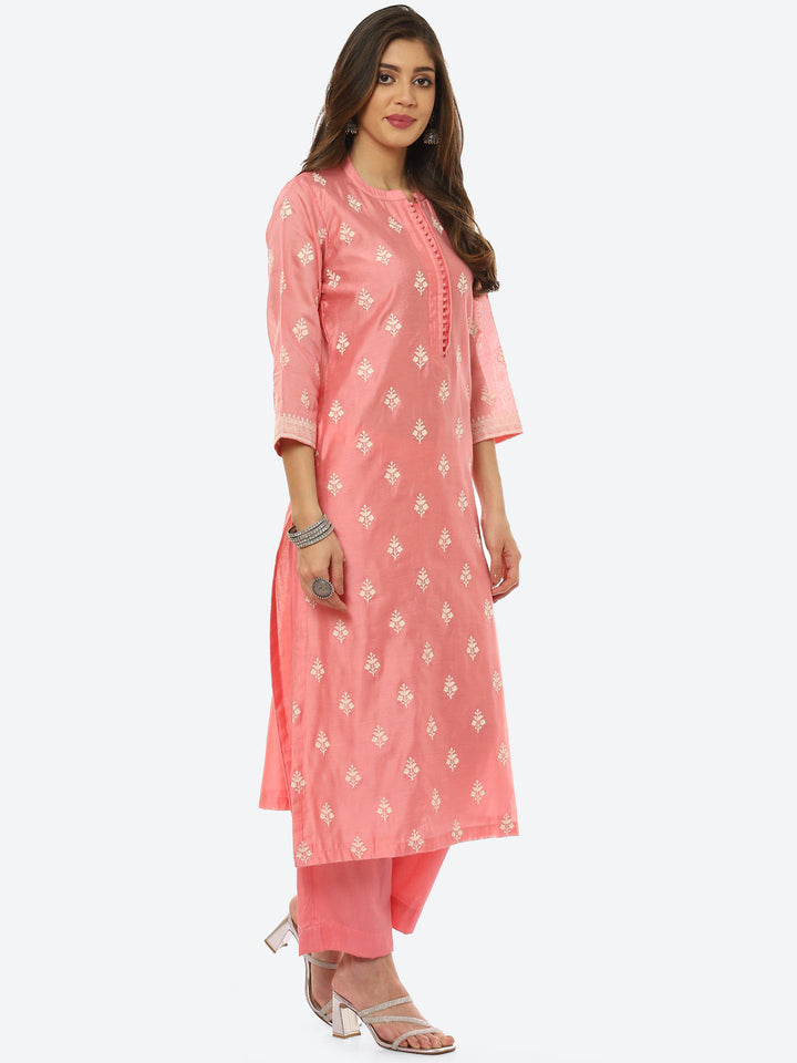 Resham Booti Cotton Kurta With Pant &amp; Dupatta