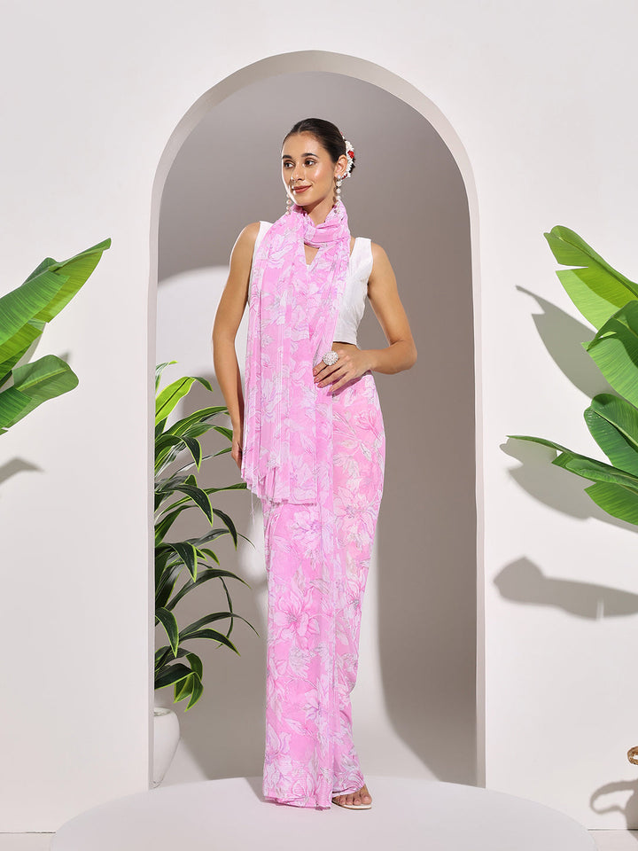 Floral Printed Georgette Saree
