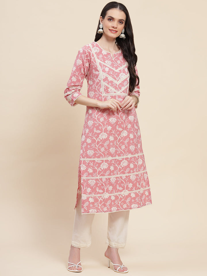 Printed Cotton Kurta With Pants