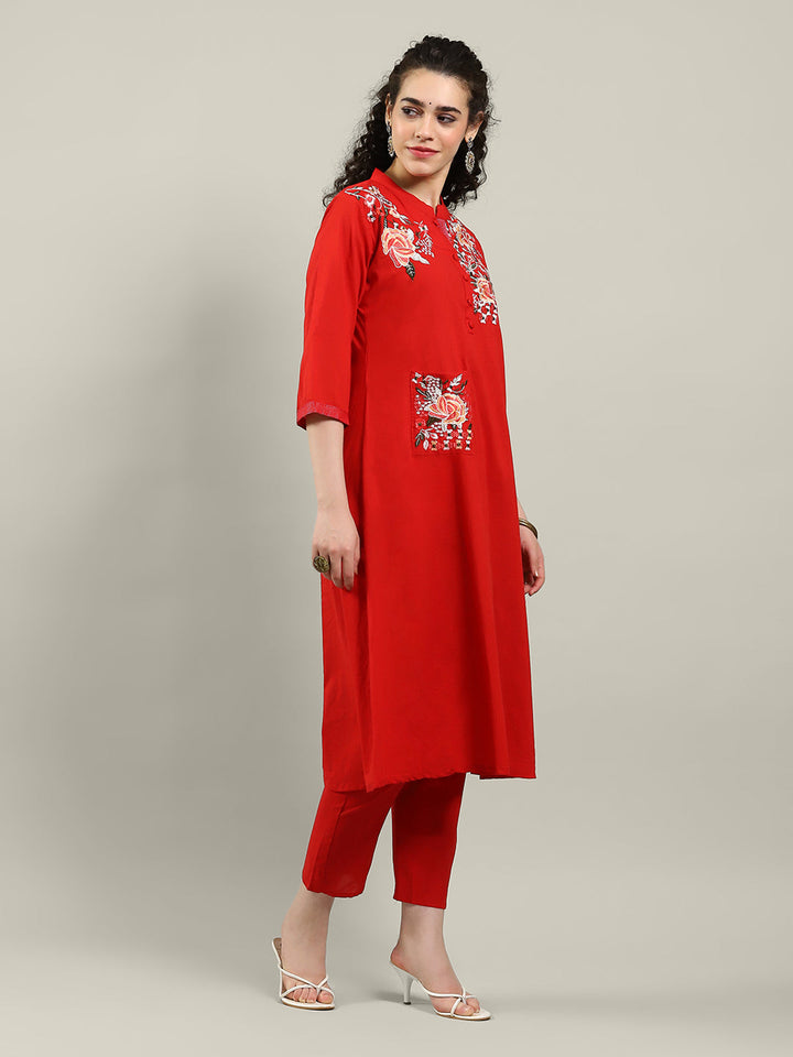 Printed Cotton Blend Kurta With Pants