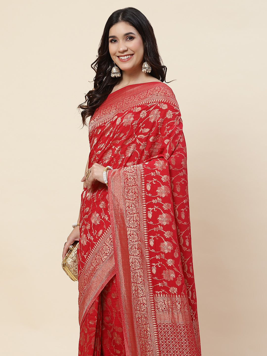 Zari Jaal Tussar Silk Plain Saree