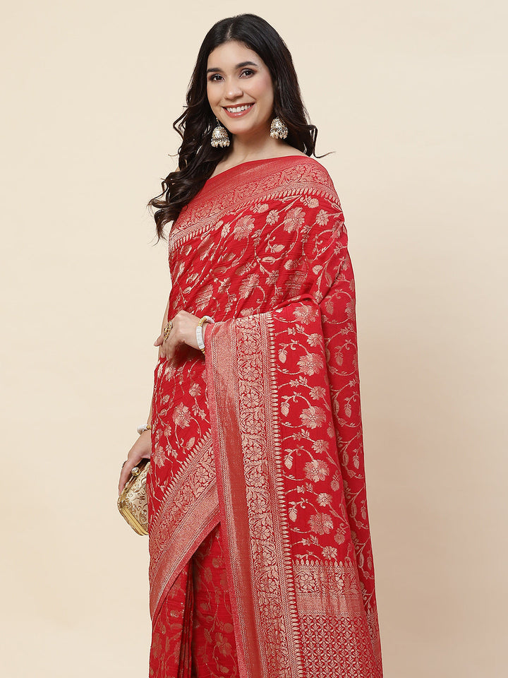 Zari Jaal Tussar Silk Plain Saree