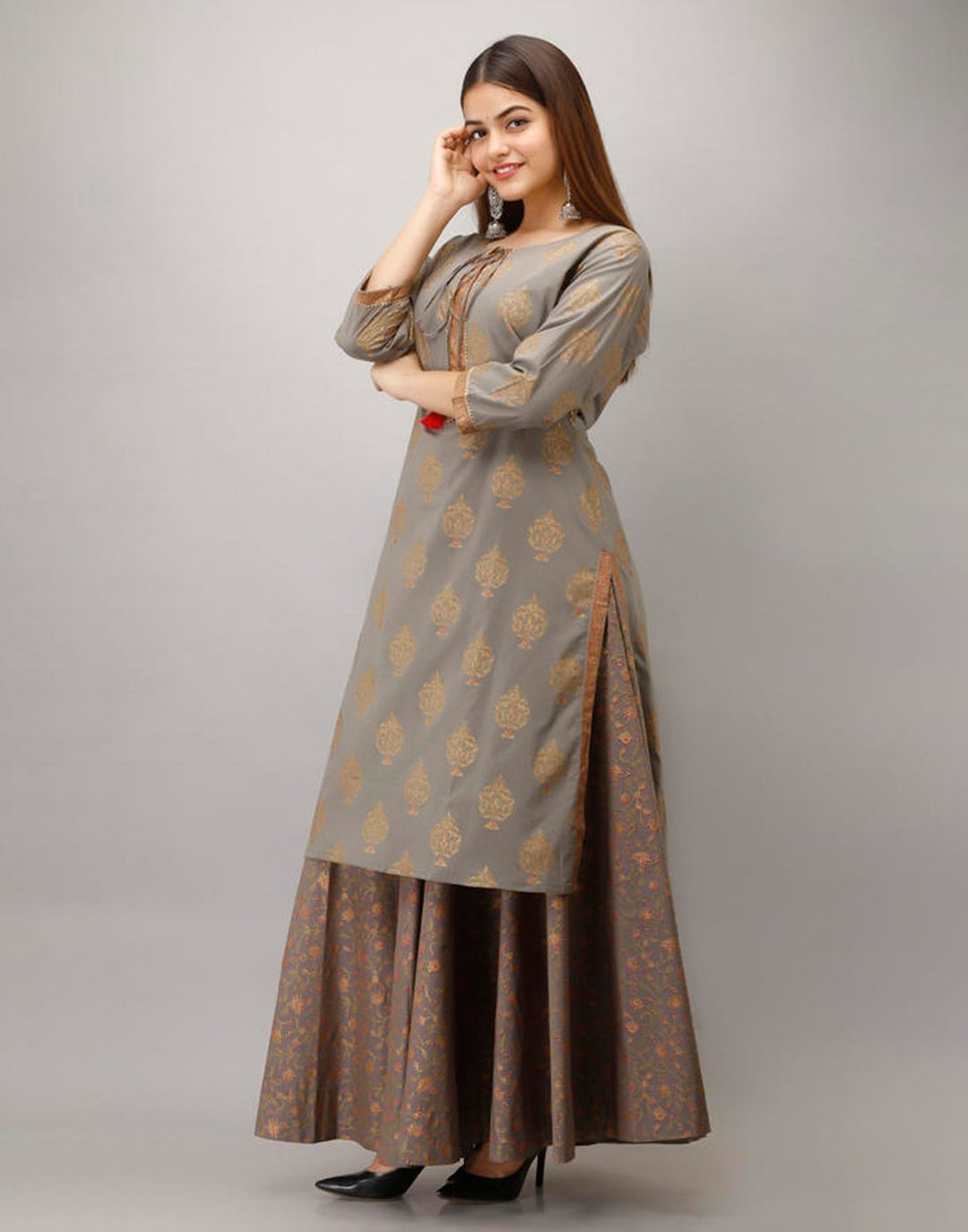 Printed Cotton Kurti With Plazzo