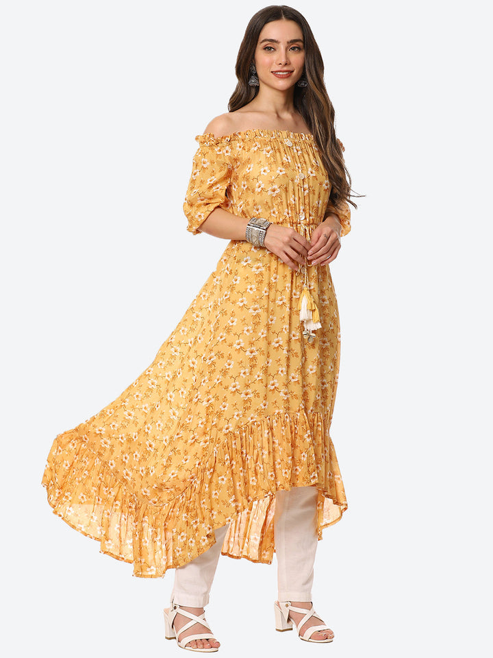 Floral Printed Muslin Kurta